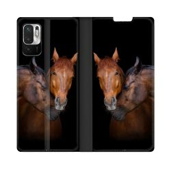 Housse Cuir Portefeuille Pour Redmi Note 10 5G Animal Cheval Marron