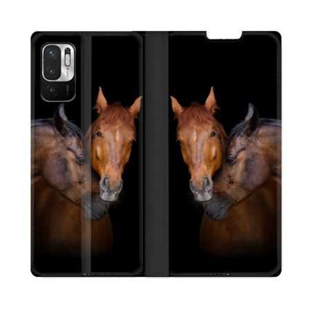 Housse Cuir Portefeuille Pour Redmi Note 10 5G Animal Cheval Marron