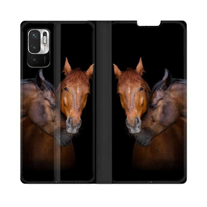 Housse Cuir Portefeuille Pour Redmi Note 10 5G Animal Cheval Marron
