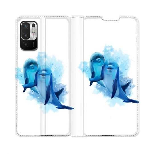Housse Cuir Portefeuille Pour Redmi Note 10 5G Animal Dauphin Duo