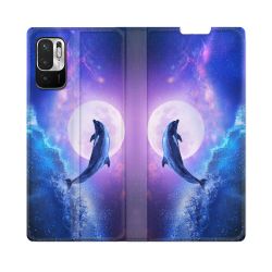 Housse Cuir Portefeuille Pour Redmi Note 10 5G Animal Dauphin Vague