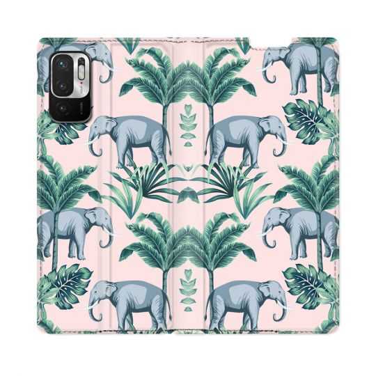 Housse Cuir Portefeuille Pour Redmi Note 10 5G Animal Elephant Pattern