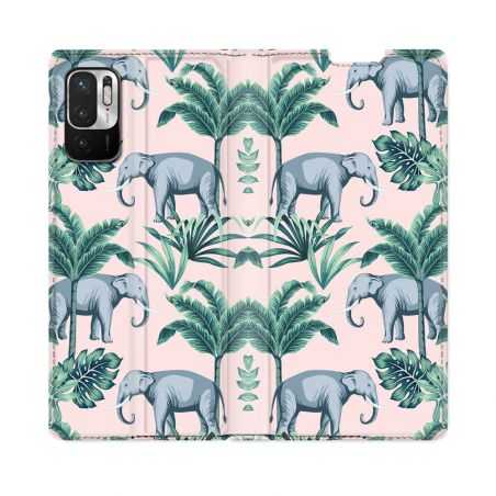 Housse Cuir Portefeuille Pour Redmi Note 10 5G Animal Elephant Pattern