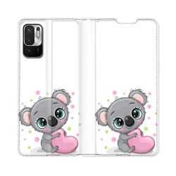 Housse Cuir Portefeuille Pour Redmi Note 10 5G Animal Koala Cœur