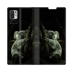 Housse Cuir Portefeuille Pour Redmi Note 10 5G Animal Koala Noir