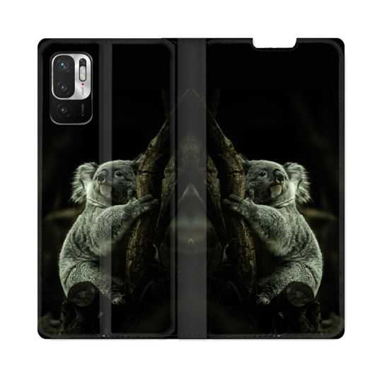 Housse Cuir Portefeuille Pour Redmi Note 10 5G Animal Koala Noir