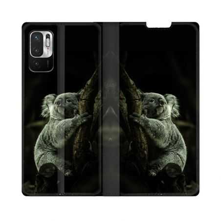 Housse Cuir Portefeuille Pour Redmi Note 10 5G Animal Koala Noir