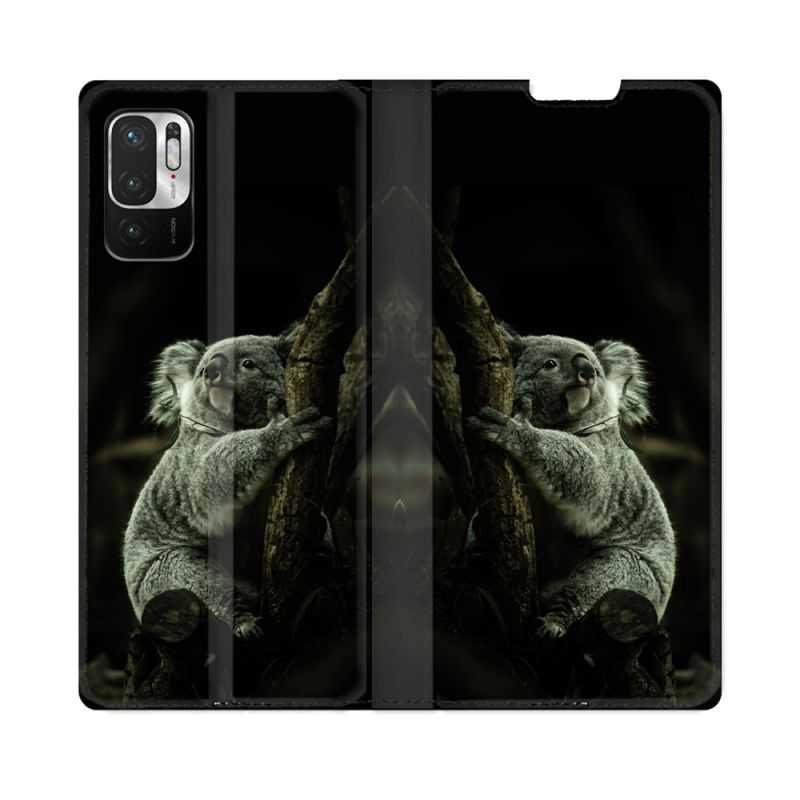 Housse Cuir Portefeuille Pour Redmi Note 10 5G Animal Koala Noir