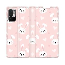 Housse Cuir Portefeuille Pour Redmi Note 10 5G Animal Lapin Rose
