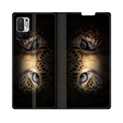 Housse Cuir Portefeuille Pour Redmi Note 10 5G Animal Leopard Yeux