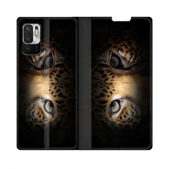 Housse Cuir Portefeuille Pour Redmi Note 10 5G Animal Leopard Yeux