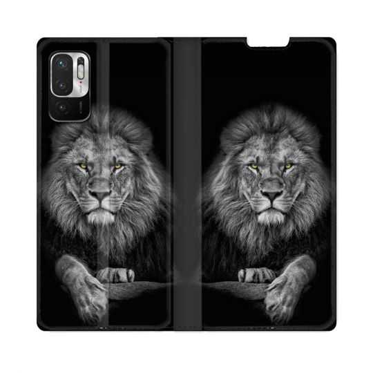 Housse Cuir Portefeuille Pour Redmi Note 10 5G Animal Lion Majestueux