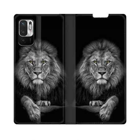 Housse Cuir Portefeuille Pour Redmi Note 10 5G Animal Lion Majestueux