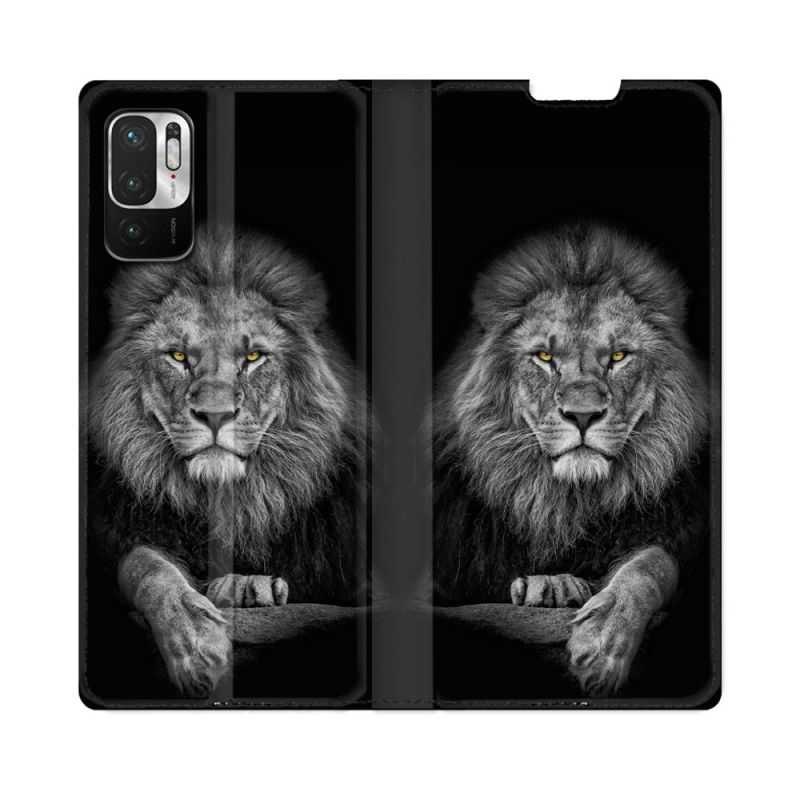 Housse Cuir Portefeuille Pour Redmi Note 10 5G Animal Lion Majestueux