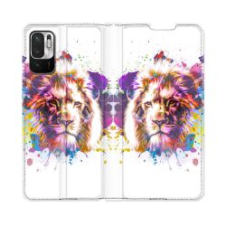 Housse Cuir Portefeuille Pour Redmi Note 10 5G Animal Lion Tag