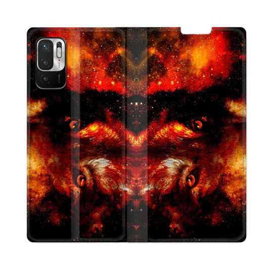Housse Cuir Portefeuille Pour Redmi Note 10 5G Animal Loup Espace