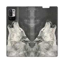 Housse Cuir Portefeuille Pour Redmi Note 10 5G Animal Loup Hurlement