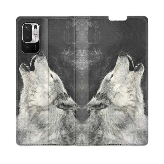 Housse Cuir Portefeuille Pour Redmi Note 10 5G Animal Loup Hurlement