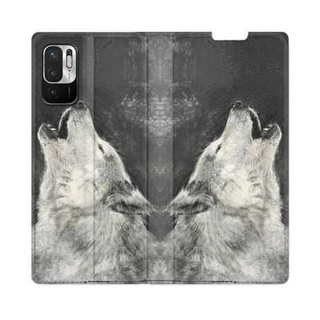 Housse Cuir Portefeuille Pour Redmi Note 10 5G Animal Loup Hurlement