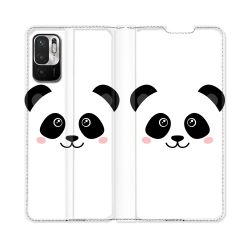 Housse Cuir Portefeuille Pour Redmi Note 10 5G Animal Panda Blanc