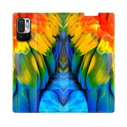 Housse Cuir Portefeuille Pour Redmi Note 10 5G Animal Perroquet Plume
