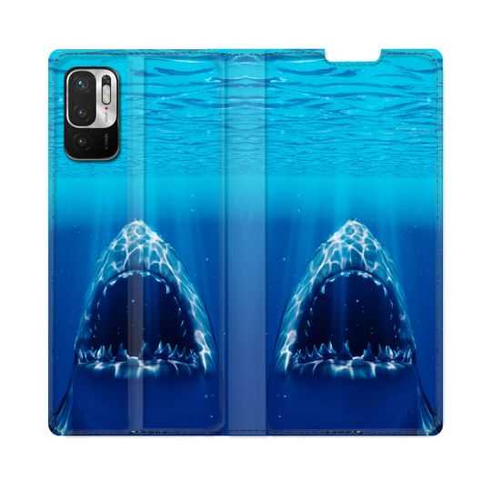Housse Cuir Portefeuille Pour Redmi Note 10 5G Animal Requin Dent