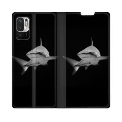 Housse Cuir Portefeuille Pour Redmi Note 10 5G Animal Requin Sombre