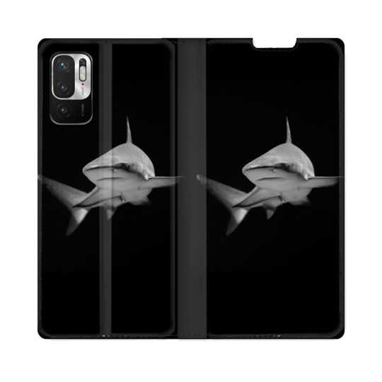 Housse Cuir Portefeuille Pour Redmi Note 10 5G Animal Requin Sombre