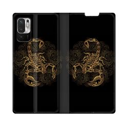 Housse Cuir Portefeuille Pour Redmi Note 10 5G Animal Scorpion Fresque