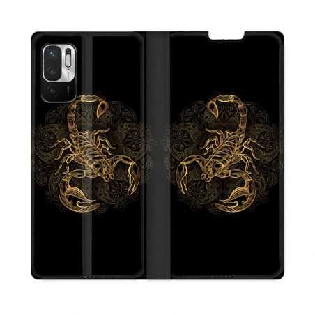 Housse Cuir Portefeuille Pour Redmi Note 10 5G Animal Scorpion Fresque