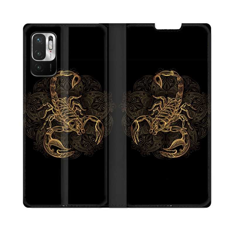 Housse Cuir Portefeuille Pour Redmi Note 10 5G Animal Scorpion Fresque