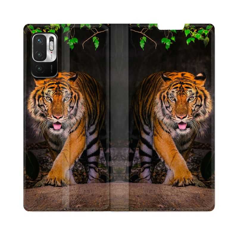 Housse Cuir Portefeuille Pour Redmi Note 10 5G Animal Tigre Jungle