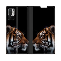 Housse Cuir Portefeuille Pour Redmi Note 10 5G Animal Tigre Noir