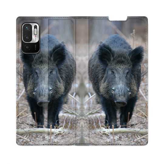 Housse Cuir Portefeuille Pour Redmi Note 10 5G Chasse Sanglier Pin