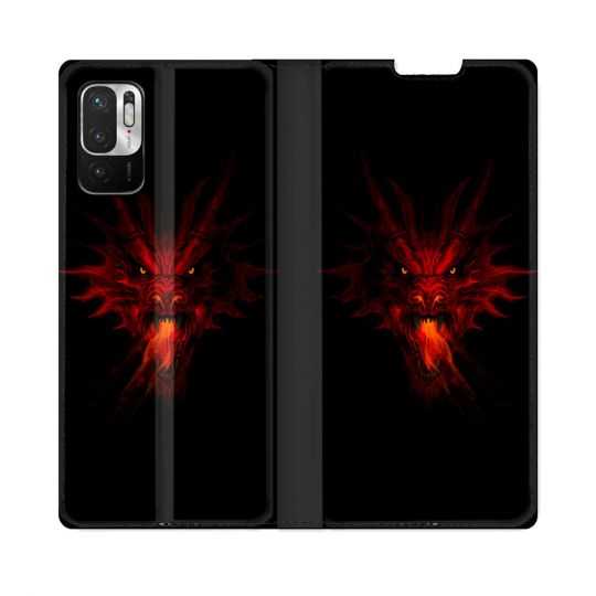 Housse Cuir Portefeuille Pour Redmi Note 10 5G Fantastique Dragon Feu