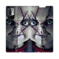 Housse Cuir Portefeuille Pour Redmi Note 10 5G Horreur Chucky Cicatrice