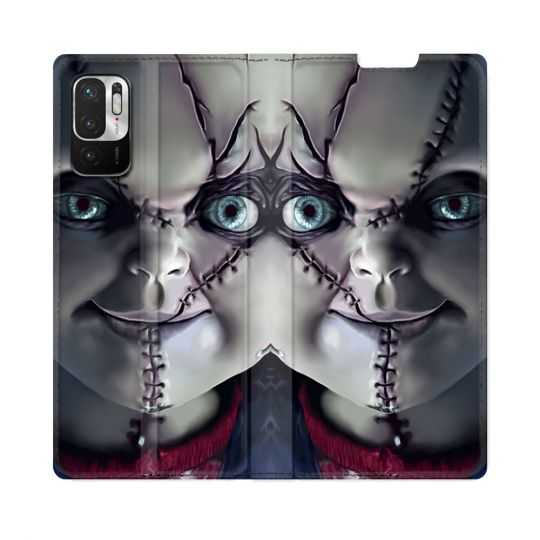 Housse Cuir Portefeuille Pour Redmi Note 10 5G Horreur Chucky Cicatrice