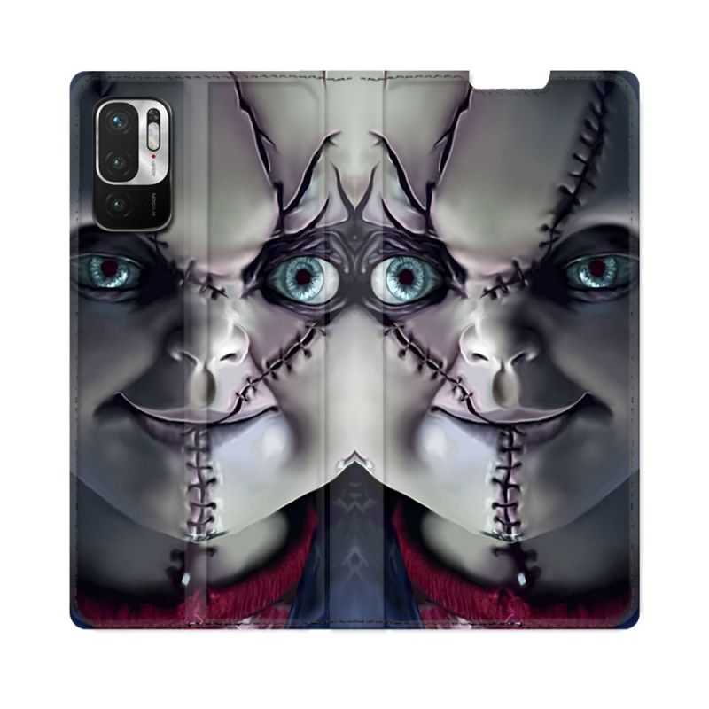Housse Cuir Portefeuille Pour Redmi Note 10 5G Horreur Chucky Cicatrice