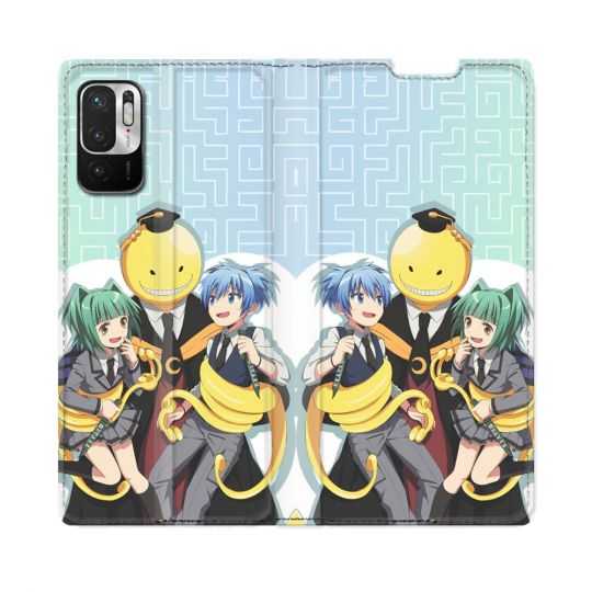 Housse Cuir Portefeuille Pour Redmi Note 10 5G Manga Assassination Classroom Kuro Trio