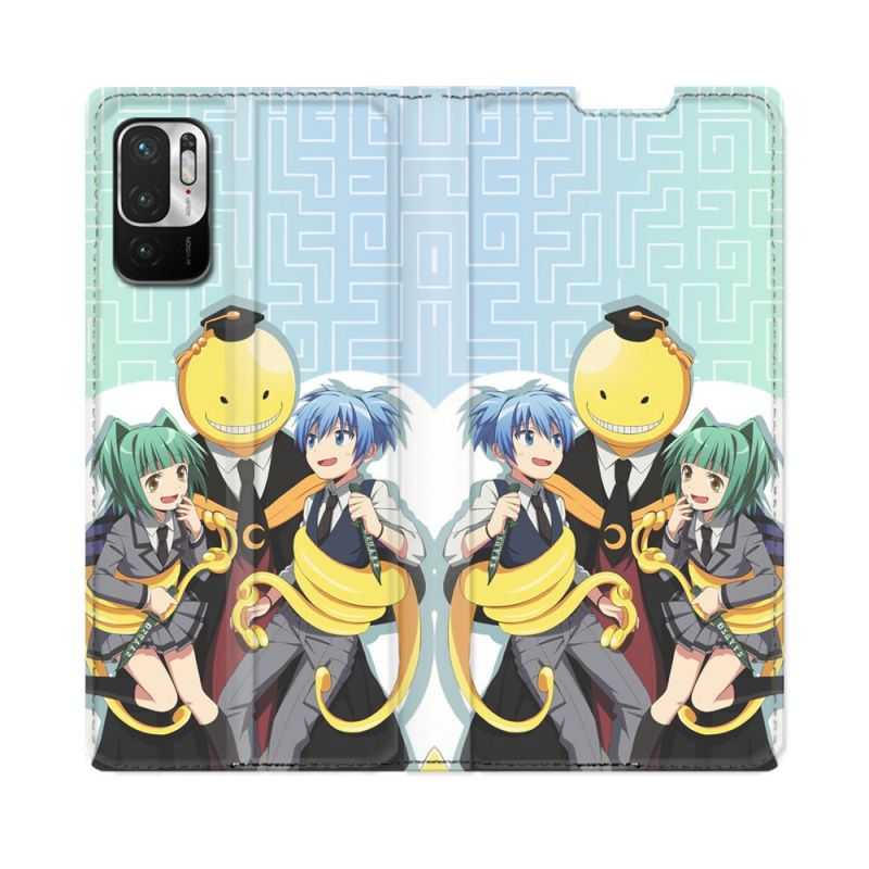 Housse Cuir Portefeuille Pour Redmi Note 10 5G Manga Assassination Classroom Kuro Trio