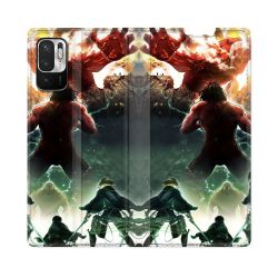 Housse Cuir Portefeuille Pour Redmi Note 10 5G Manga Attaque Titans Combat