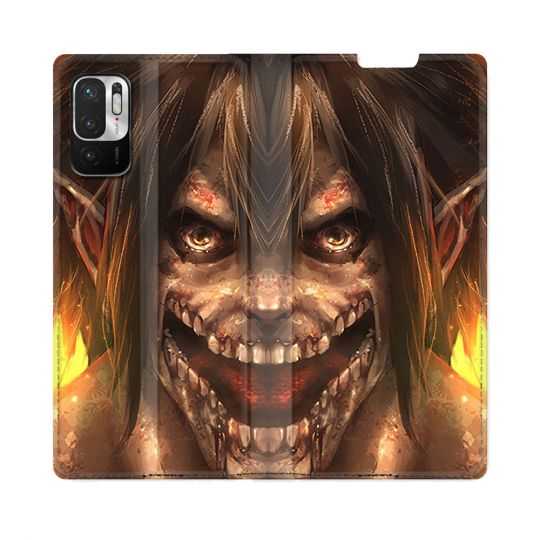 Housse Cuir Portefeuille Pour Redmi Note 10 5G Manga Attaque Titans Eren Titan