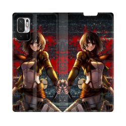 Housse Cuir Portefeuille Pour Redmi Note 10 5G Manga Attaque Titans Mikasa