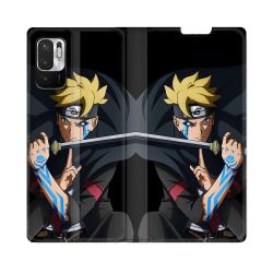 Housse Cuir Portefeuille Pour Redmi Note 10 5G Manga Boruto Tatouage