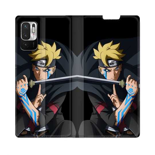 Housse Cuir Portefeuille Pour Redmi Note 10 5G Manga Boruto Tatouage