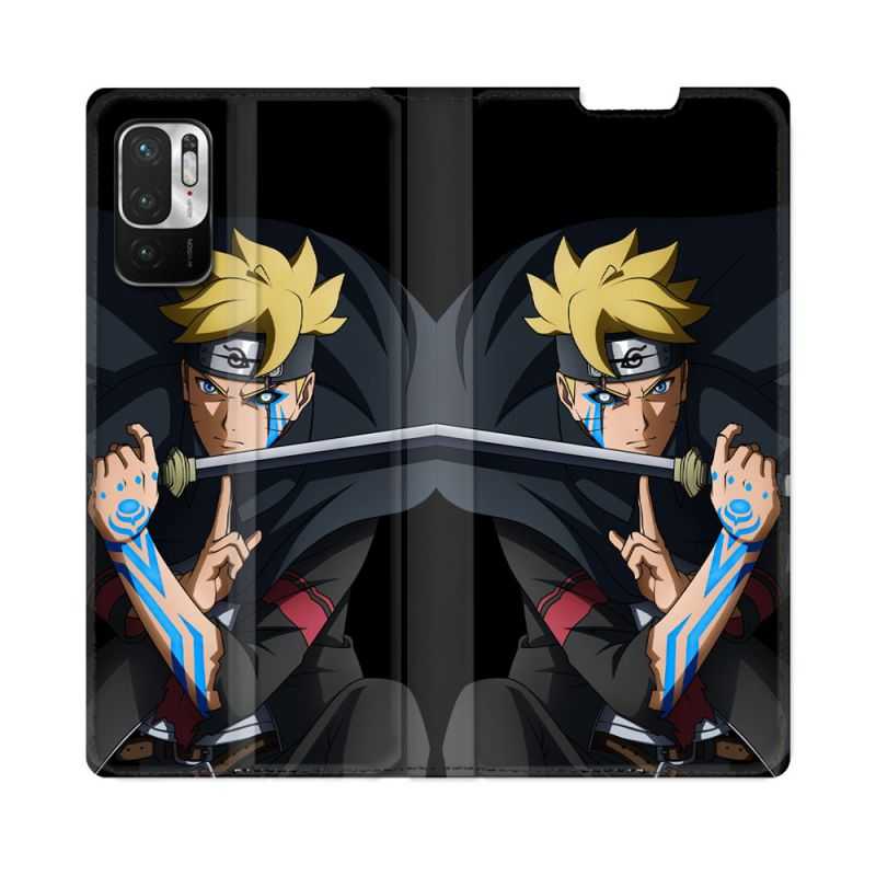Housse Cuir Portefeuille Pour Redmi Note 10 5G Manga Boruto Tatouage