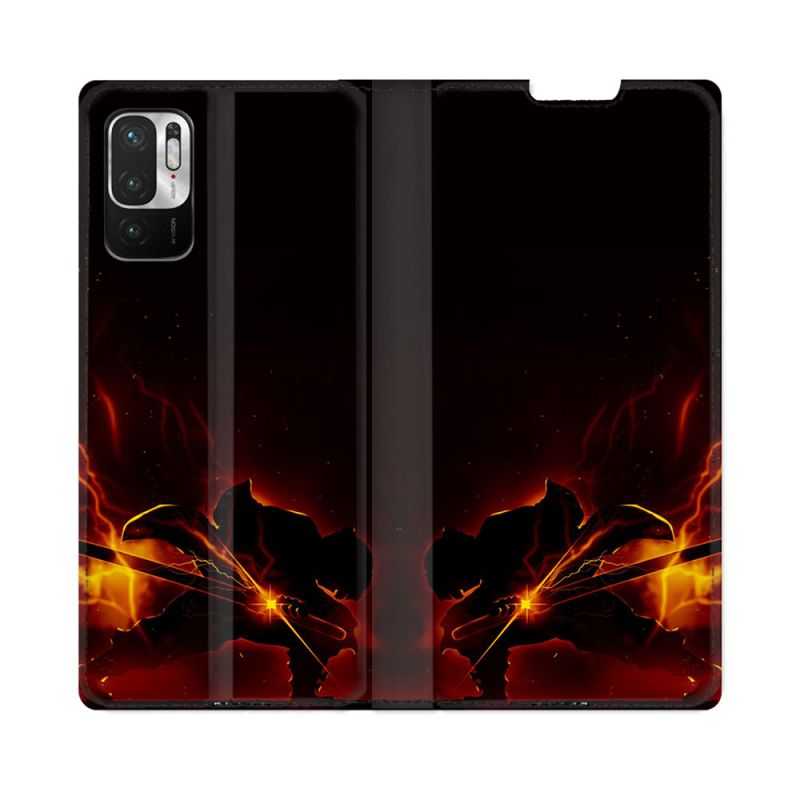Housse Cuir Portefeuille Pour Redmi Note 10 5G Manga Demon Slayer Electric