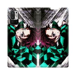 Housse Cuir Portefeuille Pour Redmi Note 10 5G Manga Demon Slayer Tanjiro