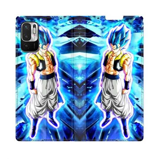 Housse Cuir Portefeuille Pour Redmi Note 10 5G Manga Dragon Ball Gogeta Lumiere