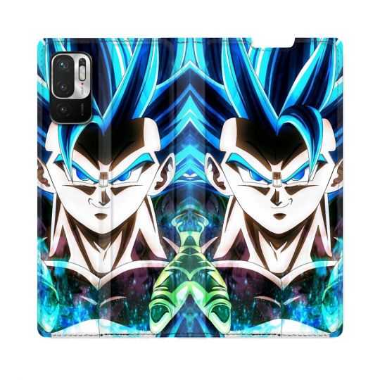 Housse Cuir Portefeuille Pour Redmi Note 10 5G Manga Dragon Ball Gogeta Visage